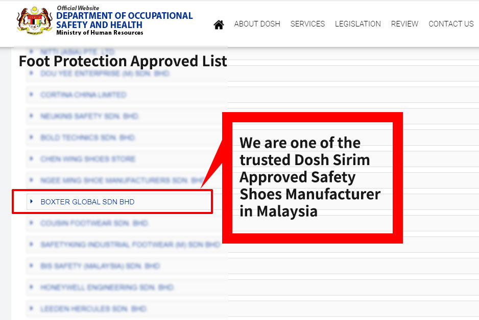 Boxter DOSH SIRIM Certified Footwear (Latest)