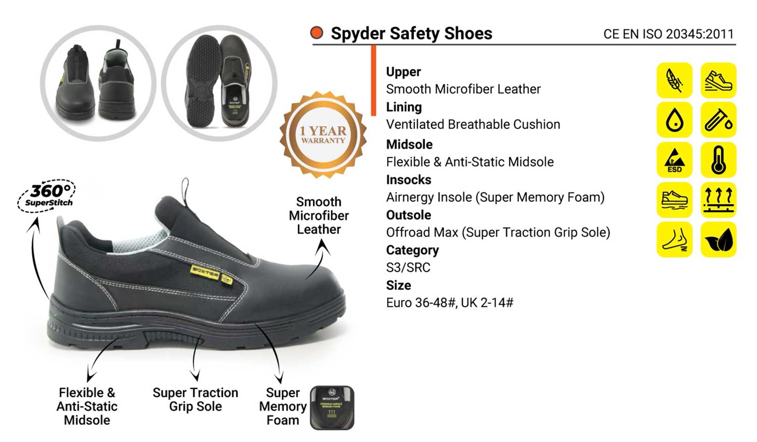 safety shoes spyder specification